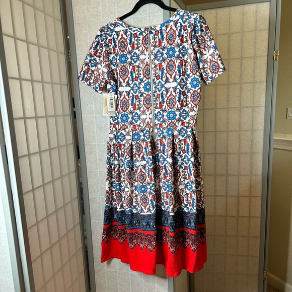NWT LuLaRoe Amelia Red, White and Blue fit and flare midi dress - Picture 5 of 6